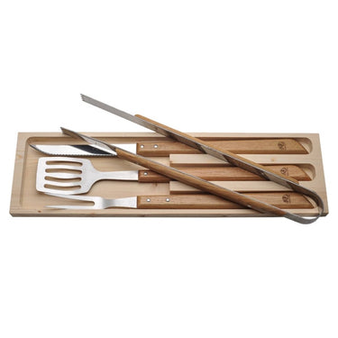 BBQ Set - Oak Laguiole - Wooden Box - Hawke & Co