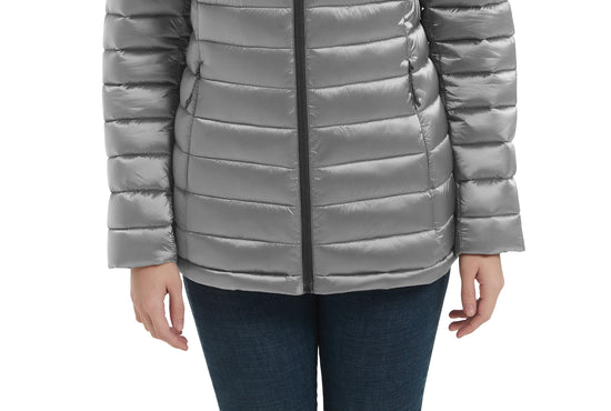 Sherpa Lined Metallic Puffer Jacket