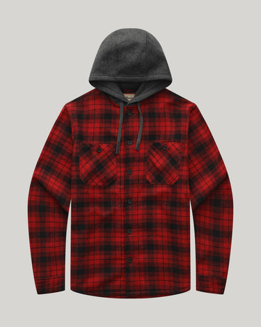 Sherpa Bonded Hooded Flannel Shirt Jacket